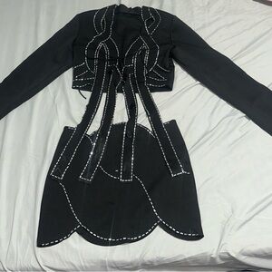 Elegant Black two piece with jewel Stitching